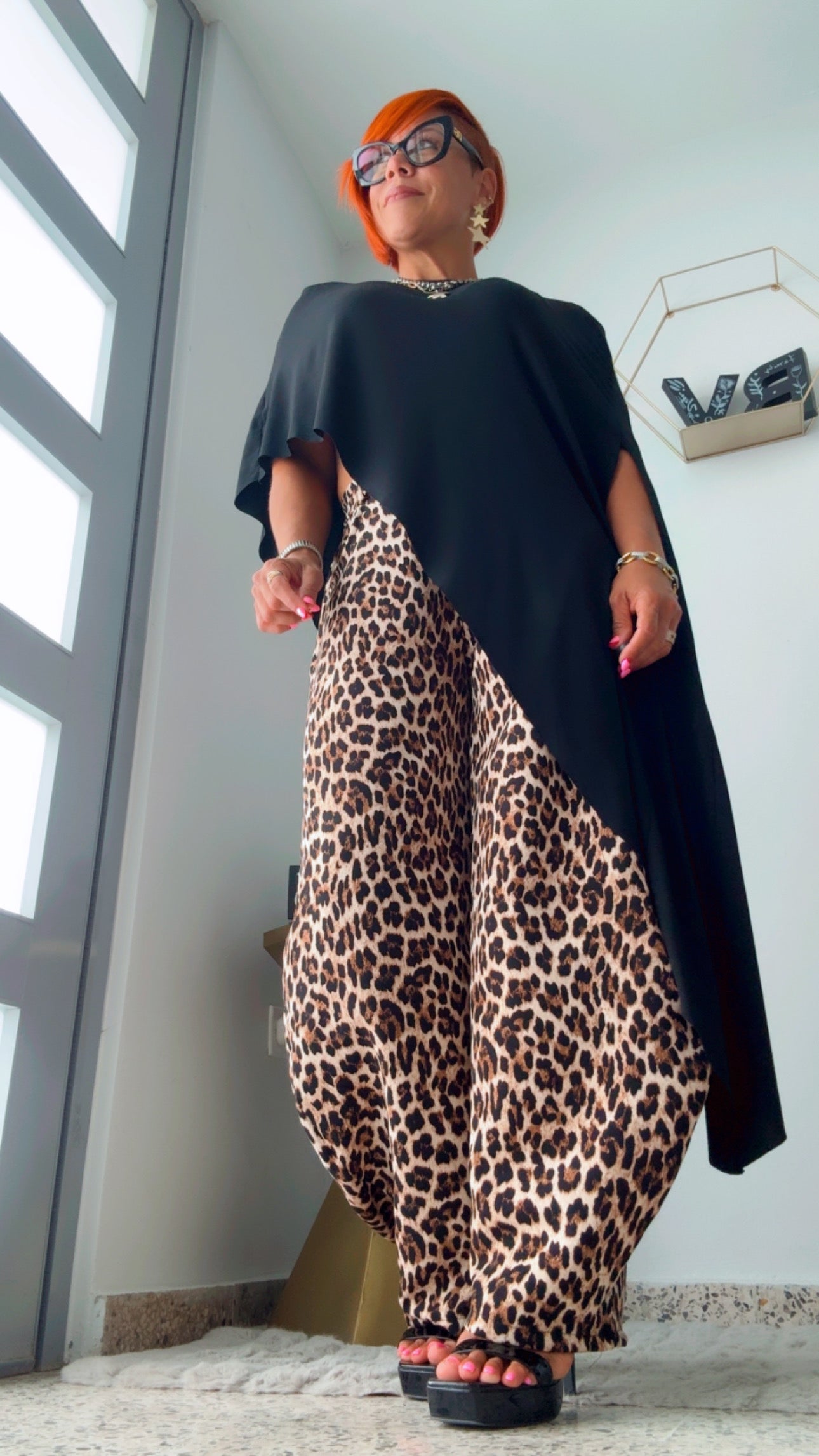 Black Asymmetric High-Low Elegant Tunic