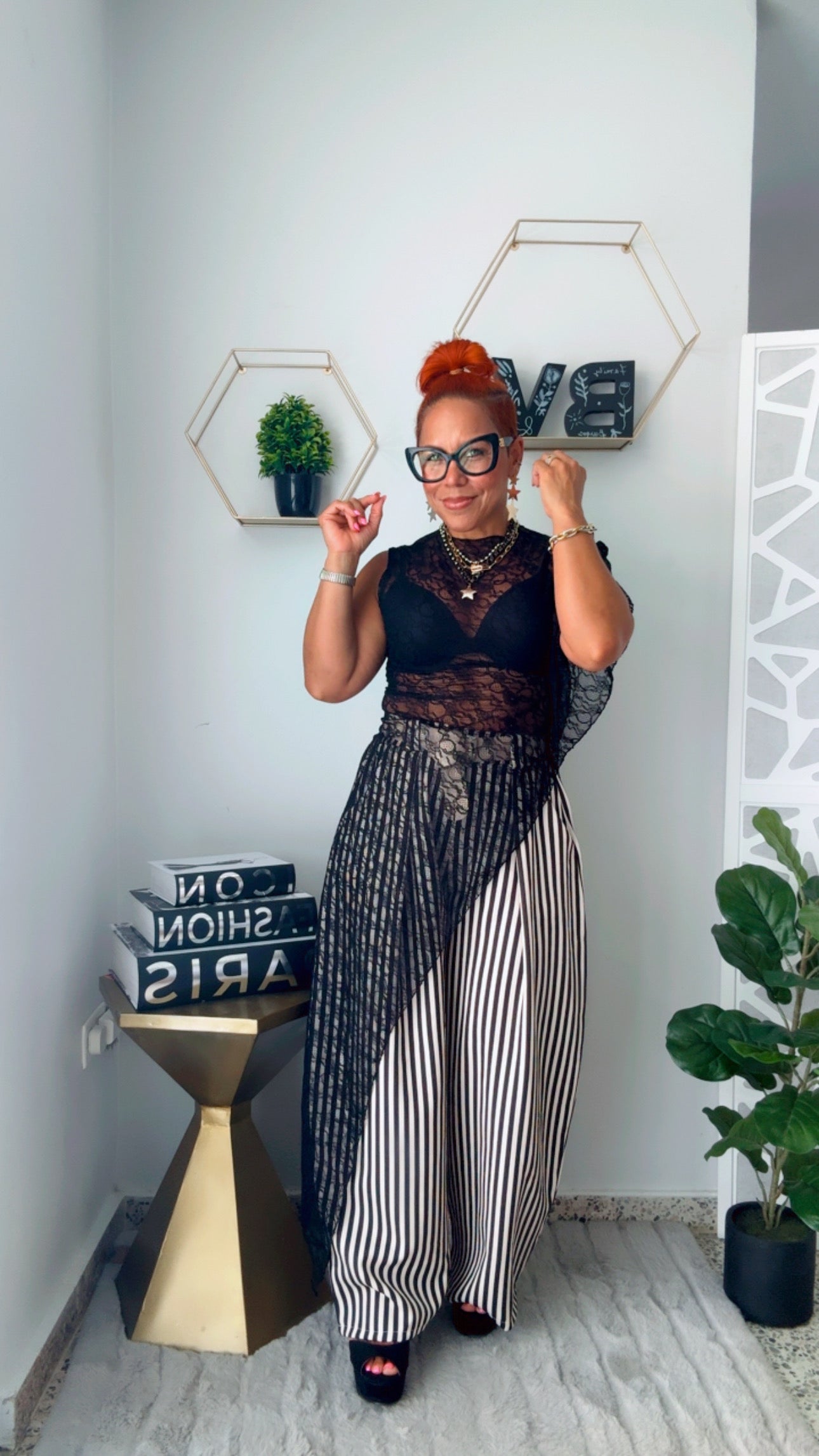Black Asymmetric Lace Top