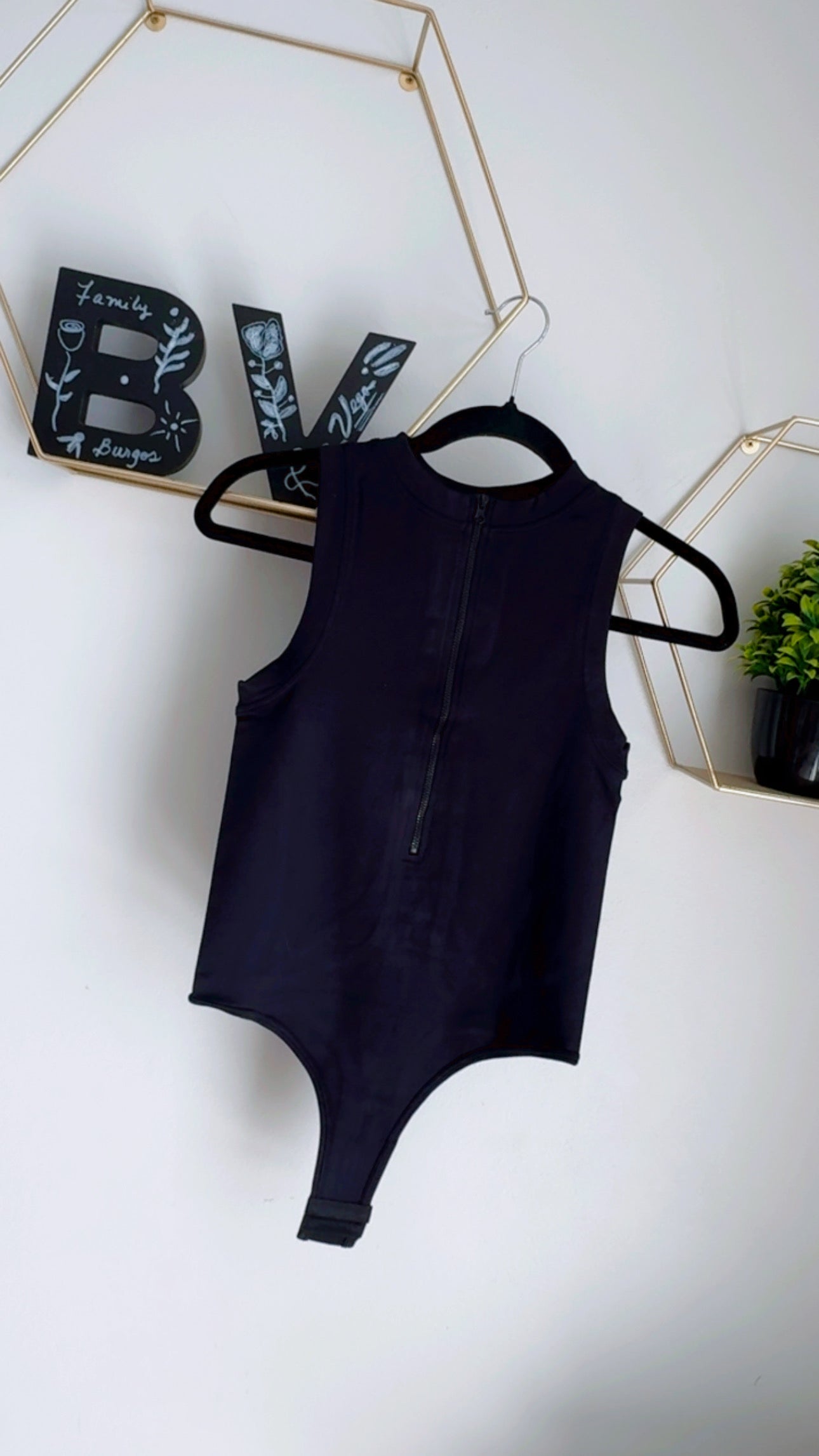 Black Basic BodySuit with front Zipper