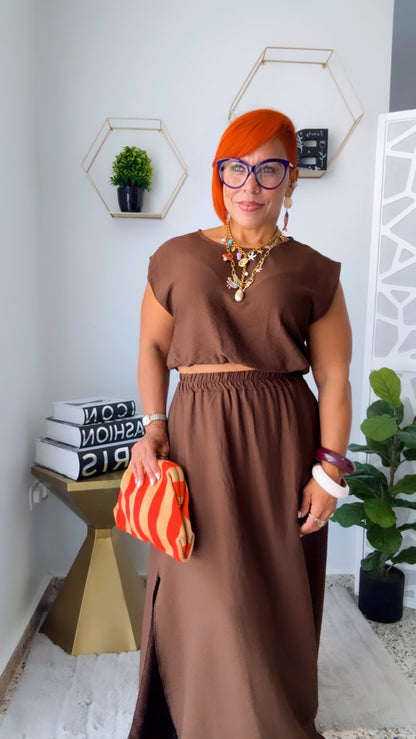 Santorini Chocolate Skirt Set