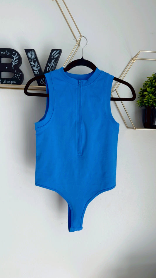 Blue Basic BodySuit with front Zipper