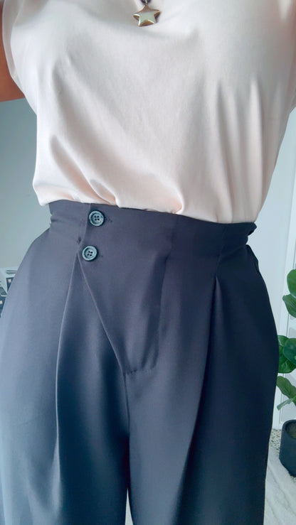 Highwaist Elastic Band Black Pant
