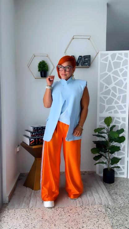 Sport Luxe Wide-Leg Vibrant Orange Pant