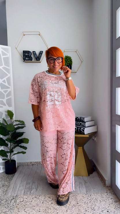 Blush Lace Varsity  Set