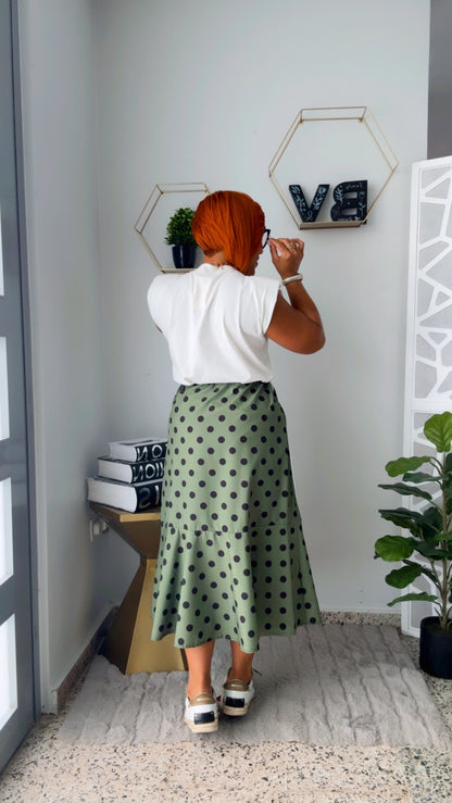 Olive Polka Dots Skirt