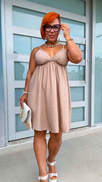 Short Boho Dress with Studs Details