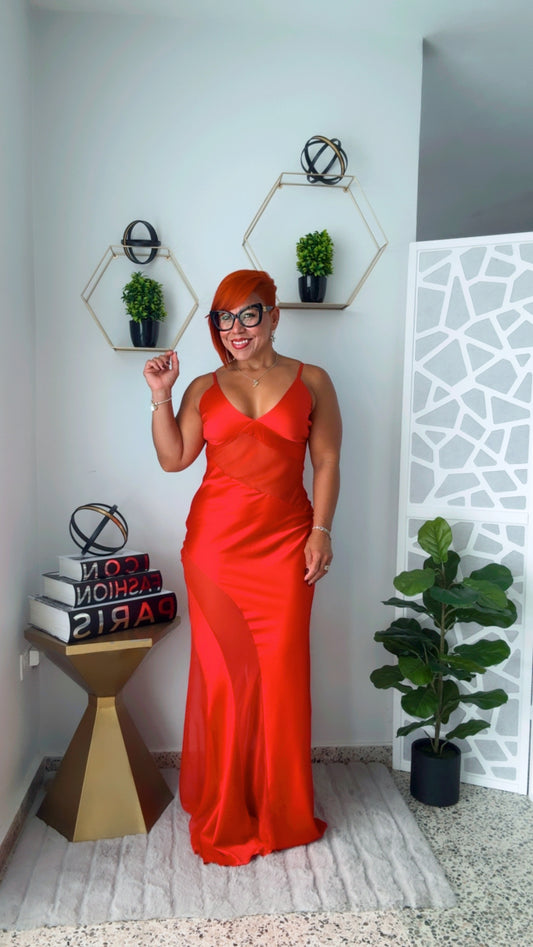 Ruby Red Satin Dress