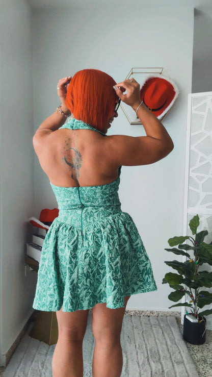 Princess in Green Mini Dress