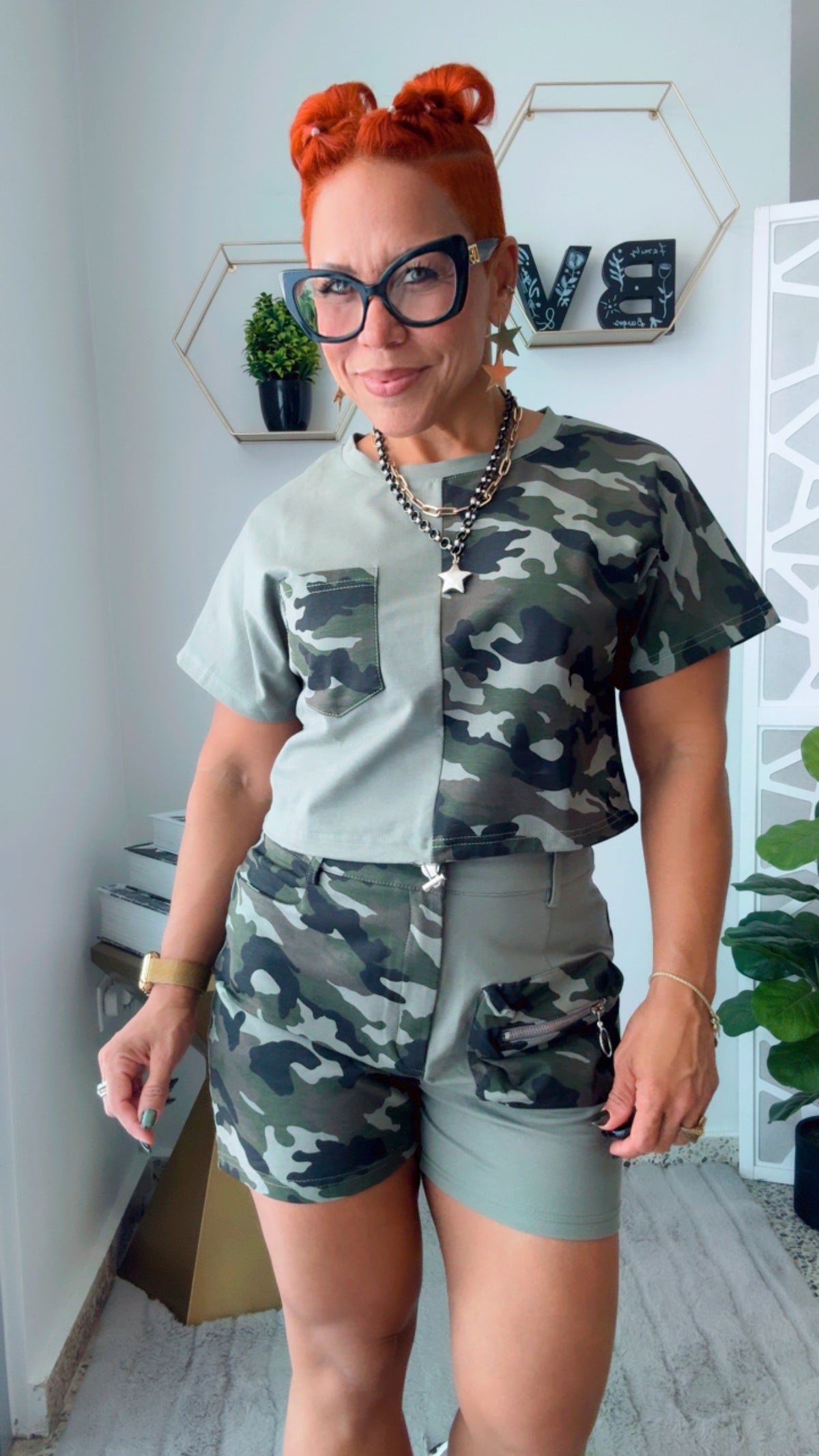 Camo & Olive Short Set