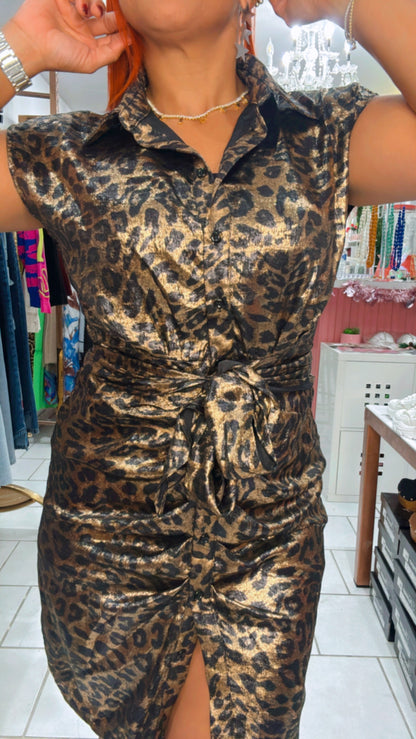 Metallic Leopard Mini Dress