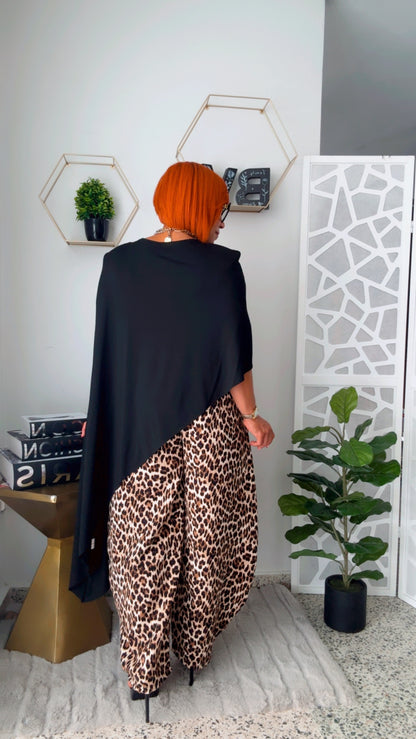 Black Asymmetric High-Low Elegant Tunic