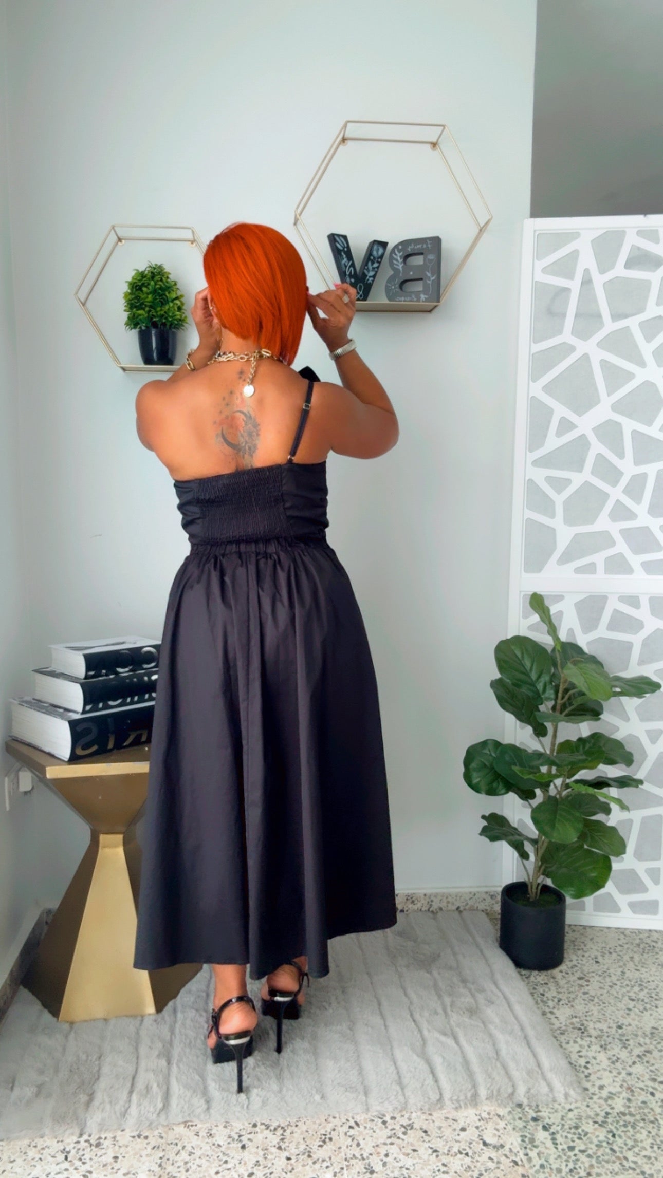 Knotted Twist Black Dress