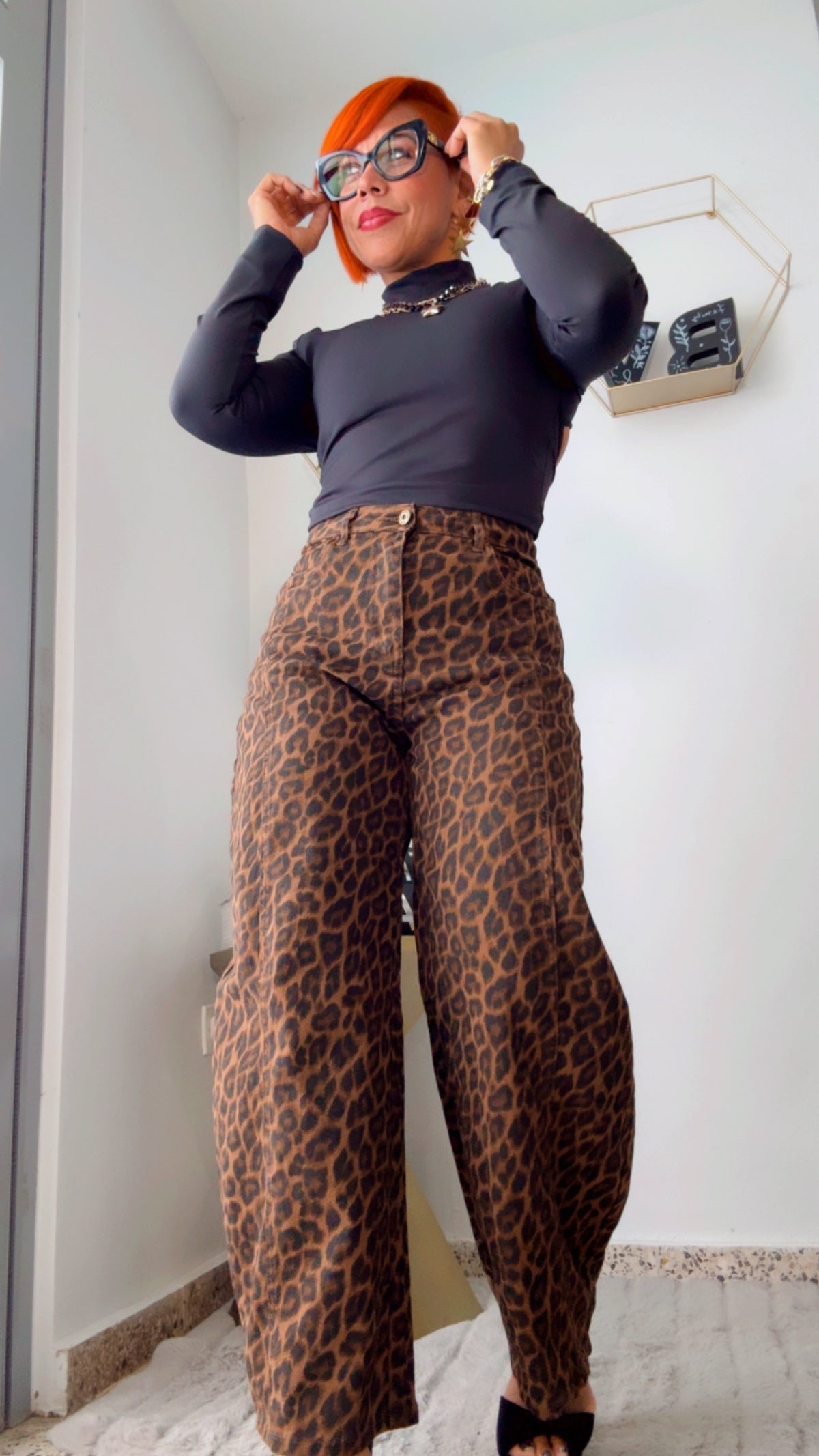 Leopard Barrel Jean