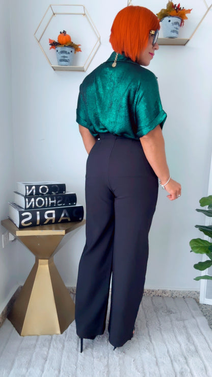 Metallic Hunted Green Blouse