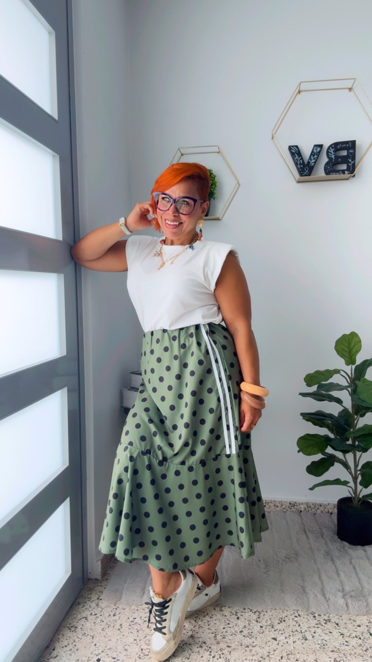 Olive Polka Dots Skirt