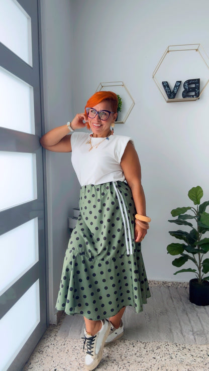 Olive Polka Dots Skirt