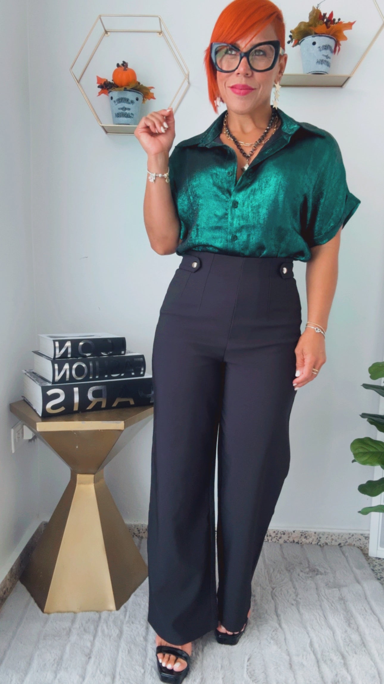 Metallic Hunted Green Blouse