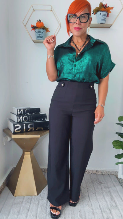 Metallic Hunted Green Blouse