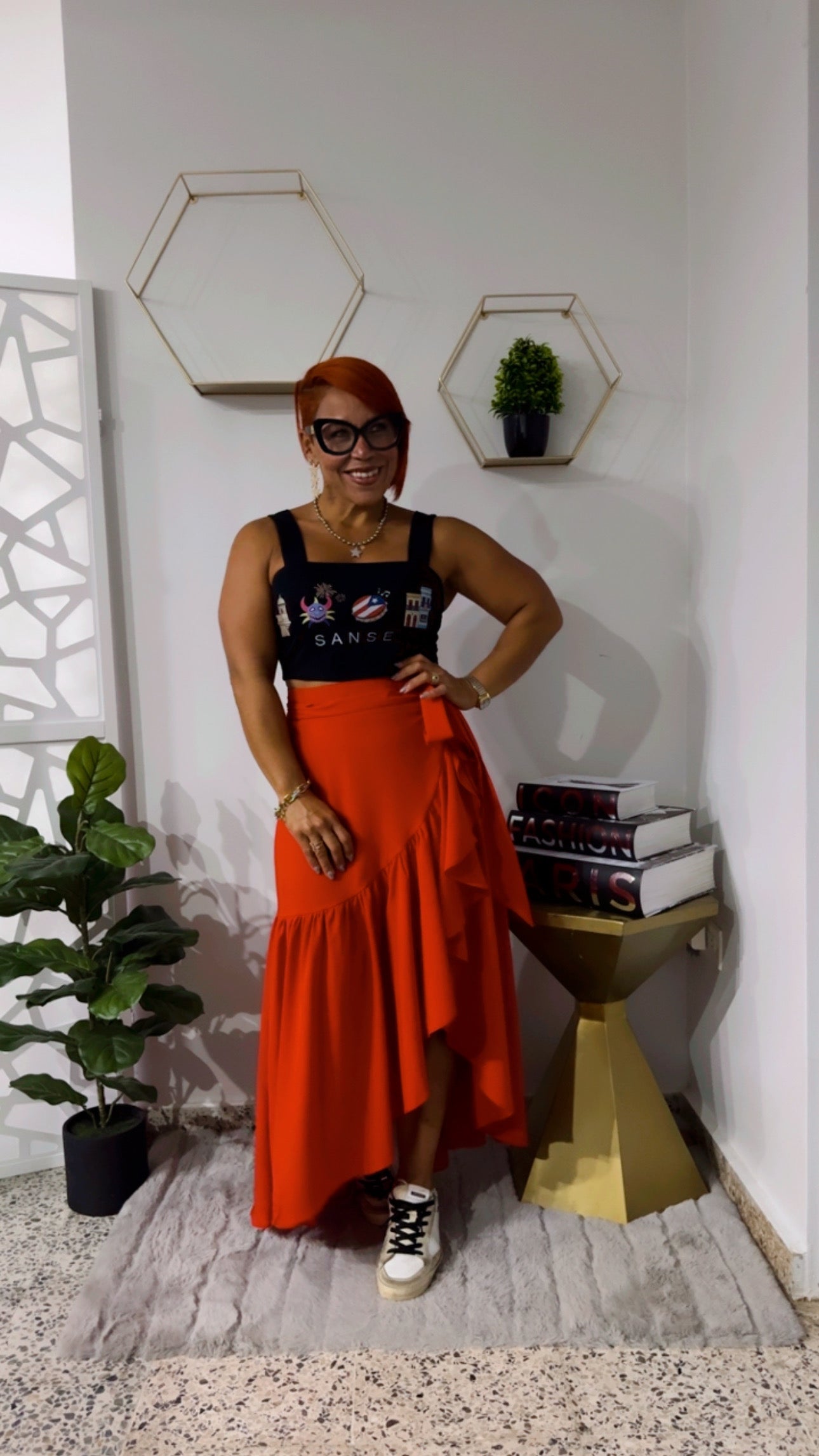 Red Midi. Wrap Around Skirt