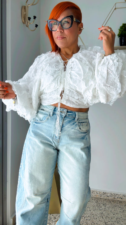 Dreamer Ruffled Eyelet Blouse