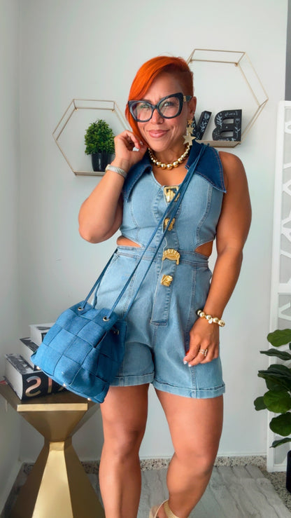 Denim Contrast Romper