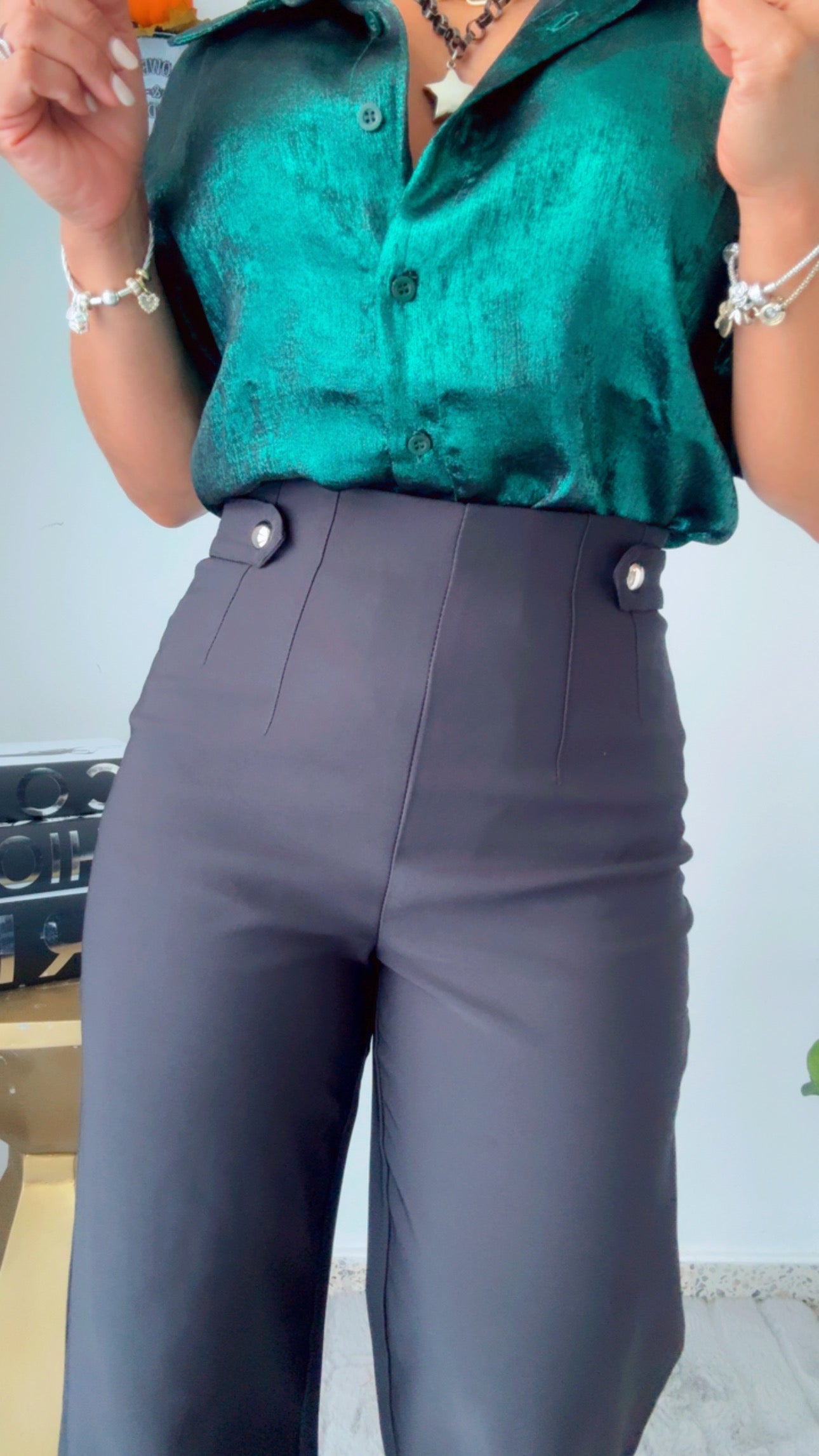 Metallic Hunted Green Blouse