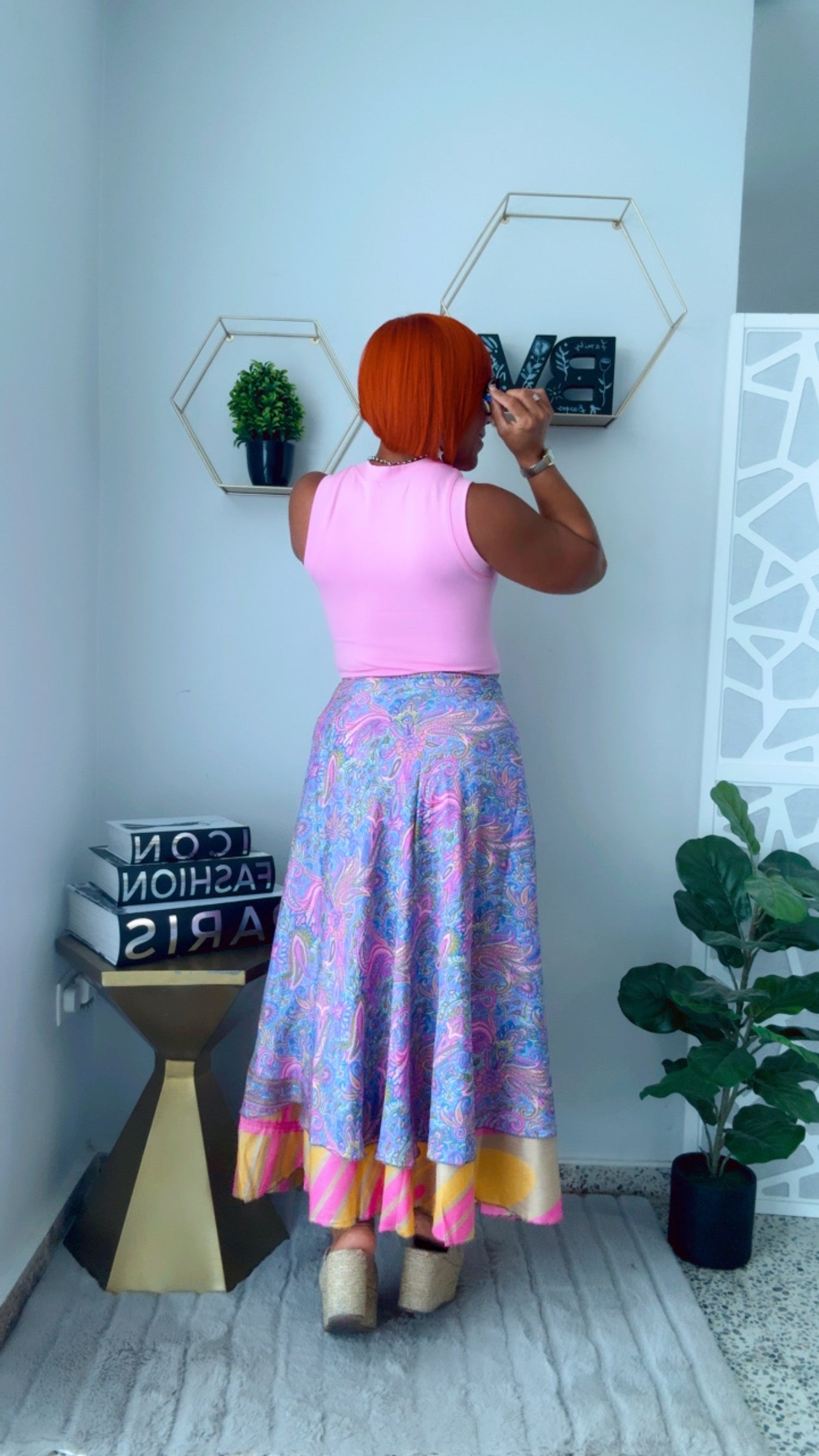 Pink & Violet Reversible Wrap Around Skirt