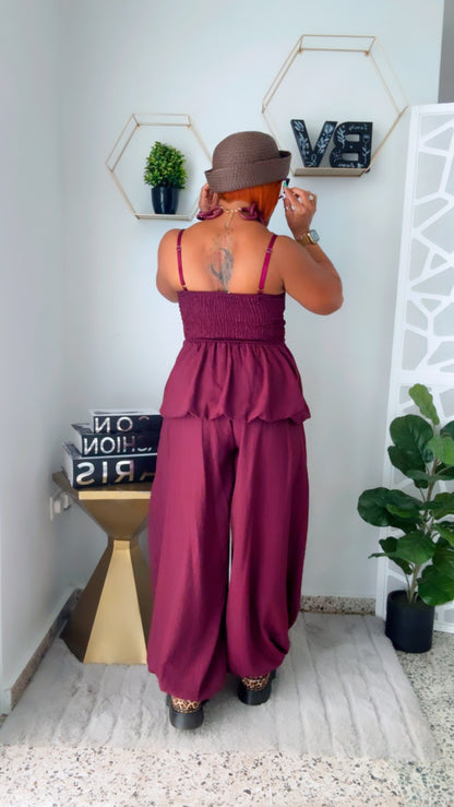 Cranberry Peplum Harem Set