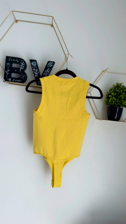 Yellow Basic BodySuit with front Zipper