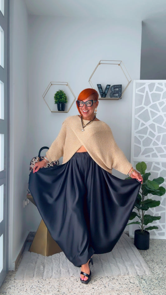 Black Aladdin Satin Pant
