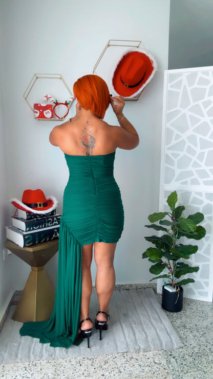 Layered Ruffle Mini Green Dress