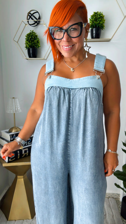 WASHED RAYON LEG OVERALL