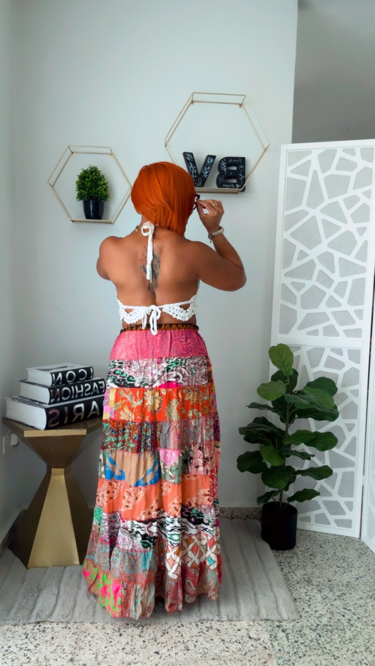 Coral Tassel Boho Skirt