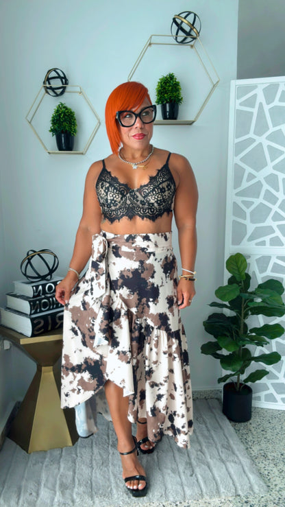 Cow Tie-Dye Wrap Around Skirt
