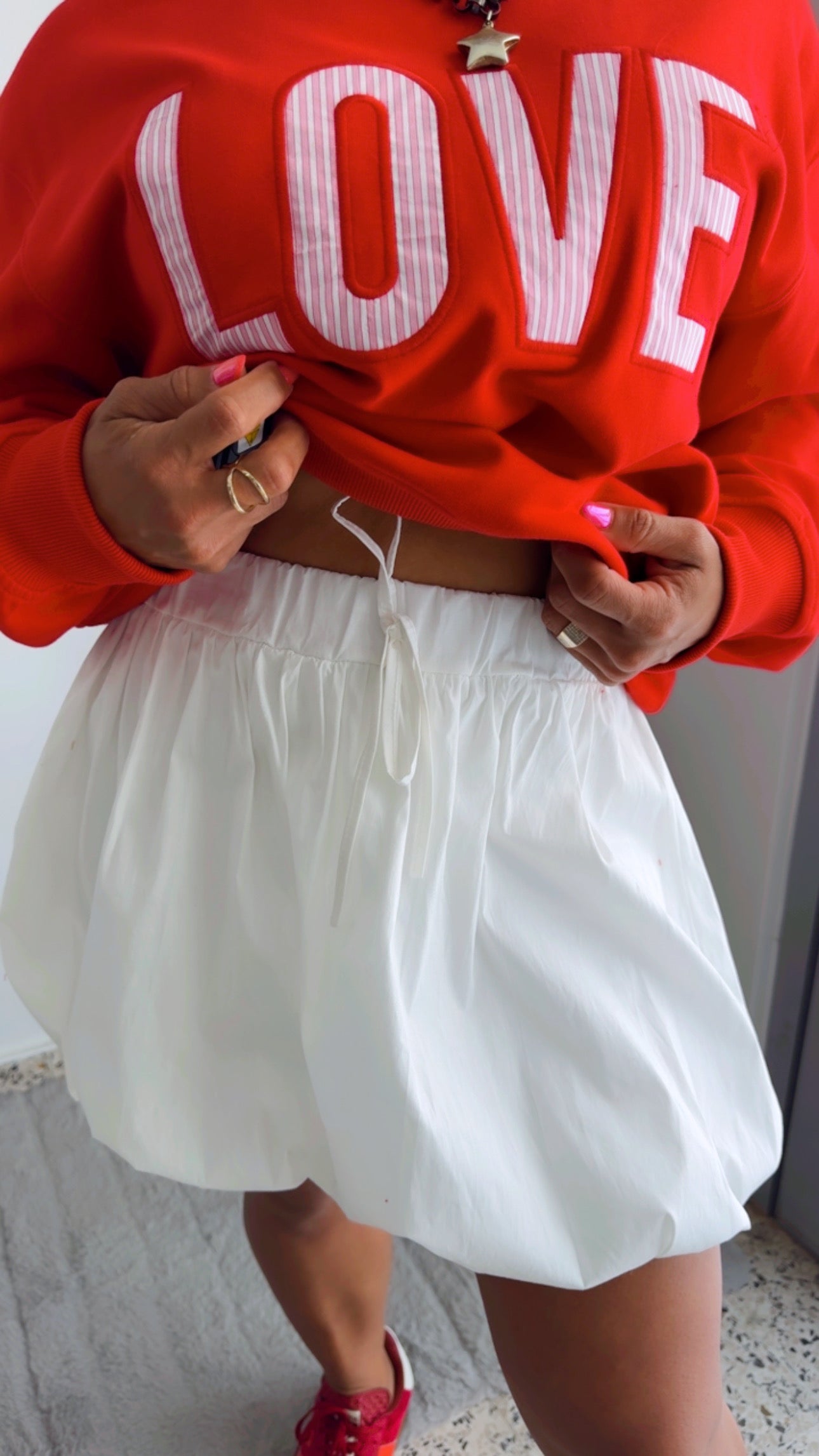 White Ballon Short Skirt