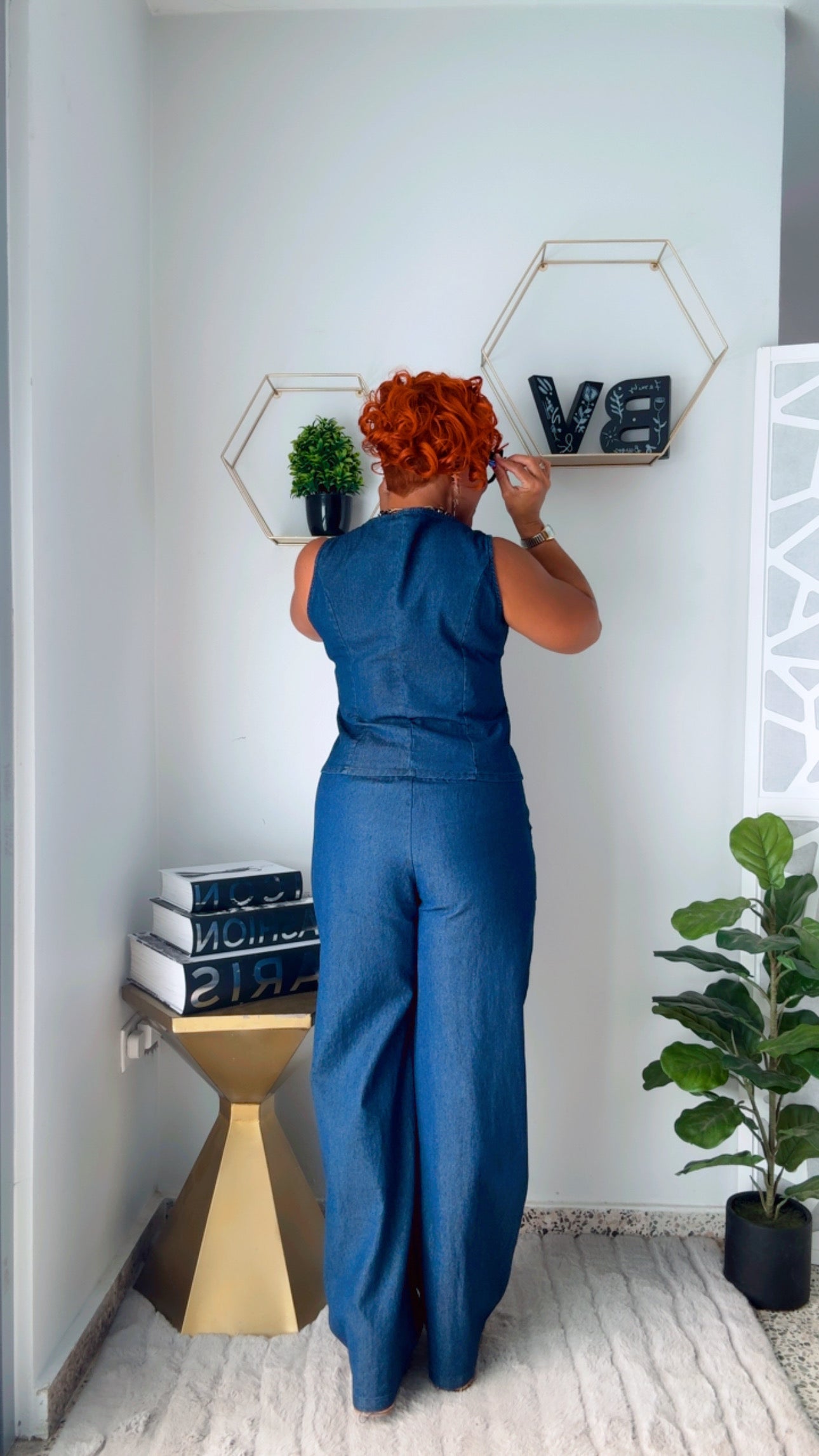Dark Denim Elegant  Pant  Set