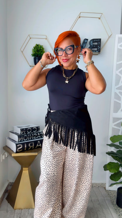 Black Fringed Scarf