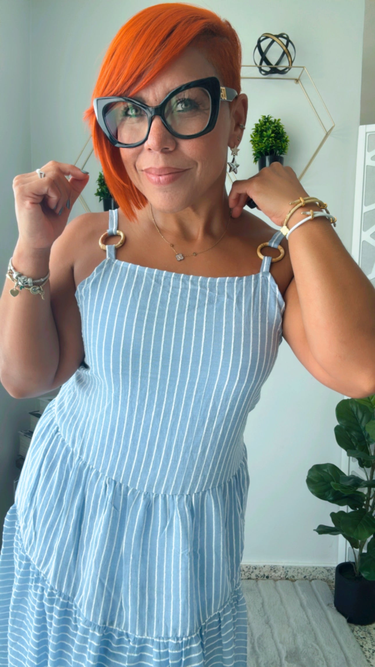 Vintage Striped Midi Dress