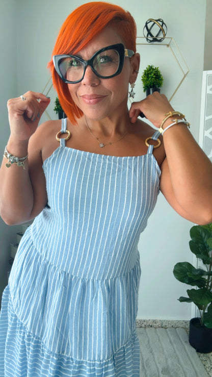 Vintage Striped Midi Dress