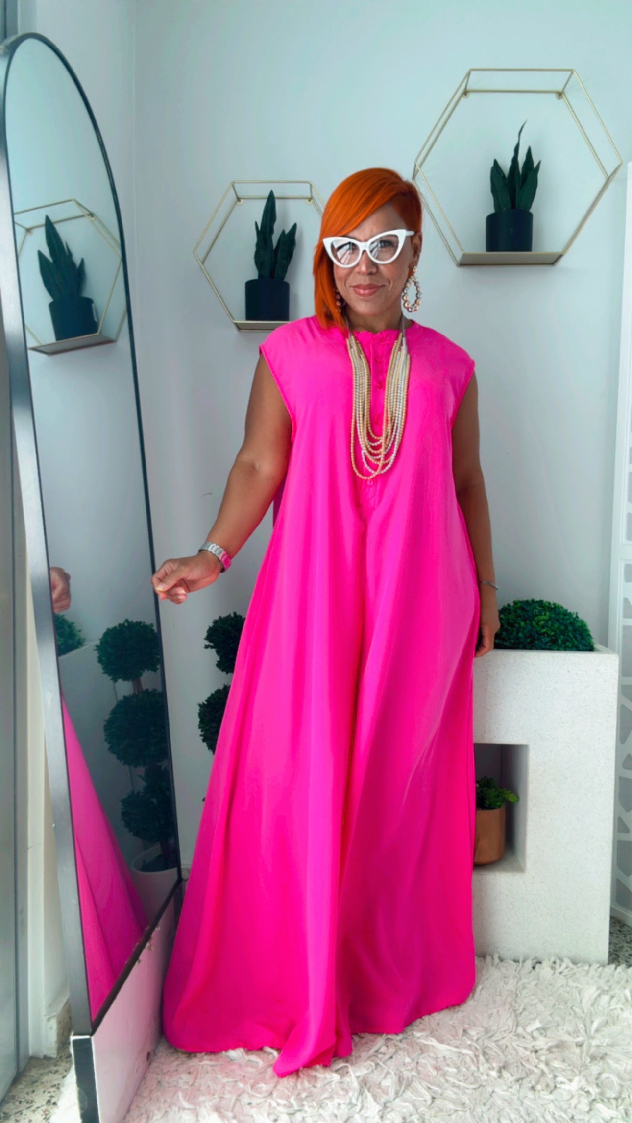 Hot Pink Wide Leg Jumpsuit