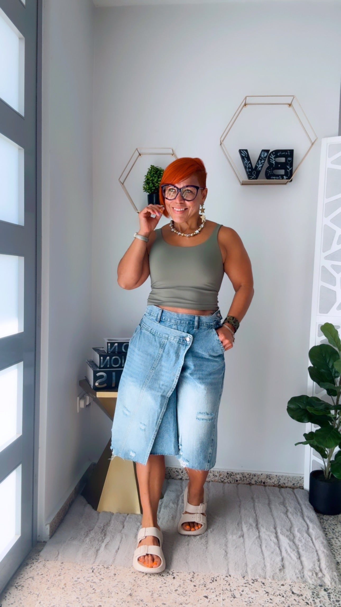 Vintage Wash Asymmetrical Jorts