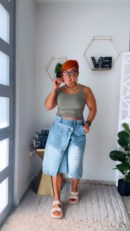 Vintage Wash Asymmetrical Jorts