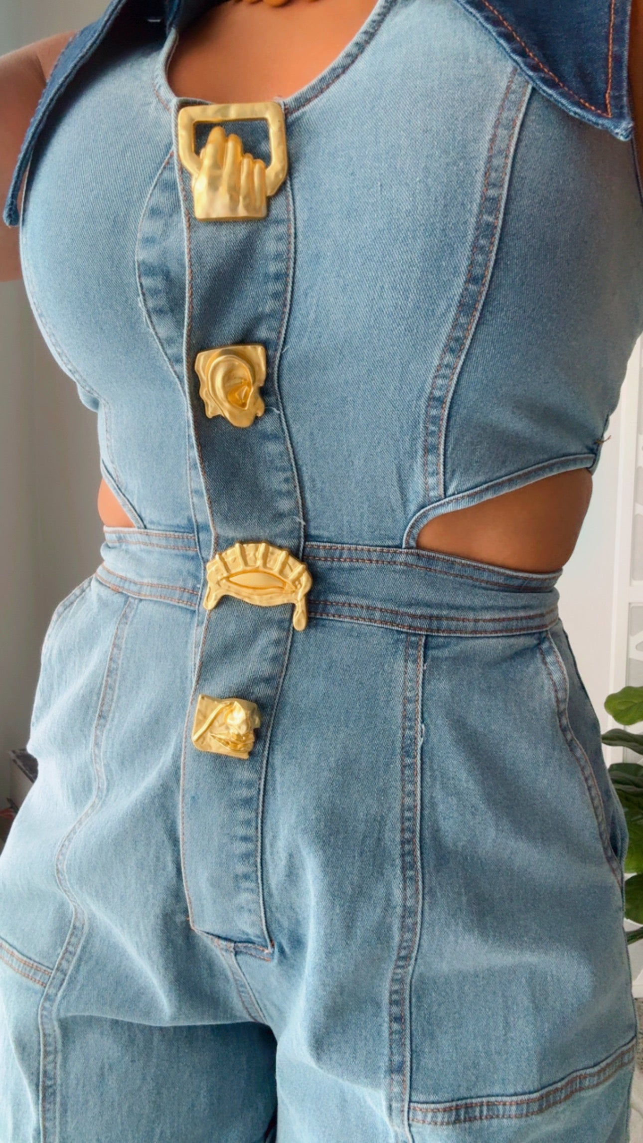 Denim Contrast Romper