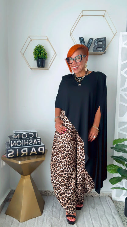 Black Asymmetric High-Low Elegant Tunic