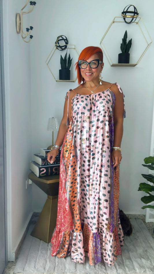 Metallic Pilka Dots Maxi Dress