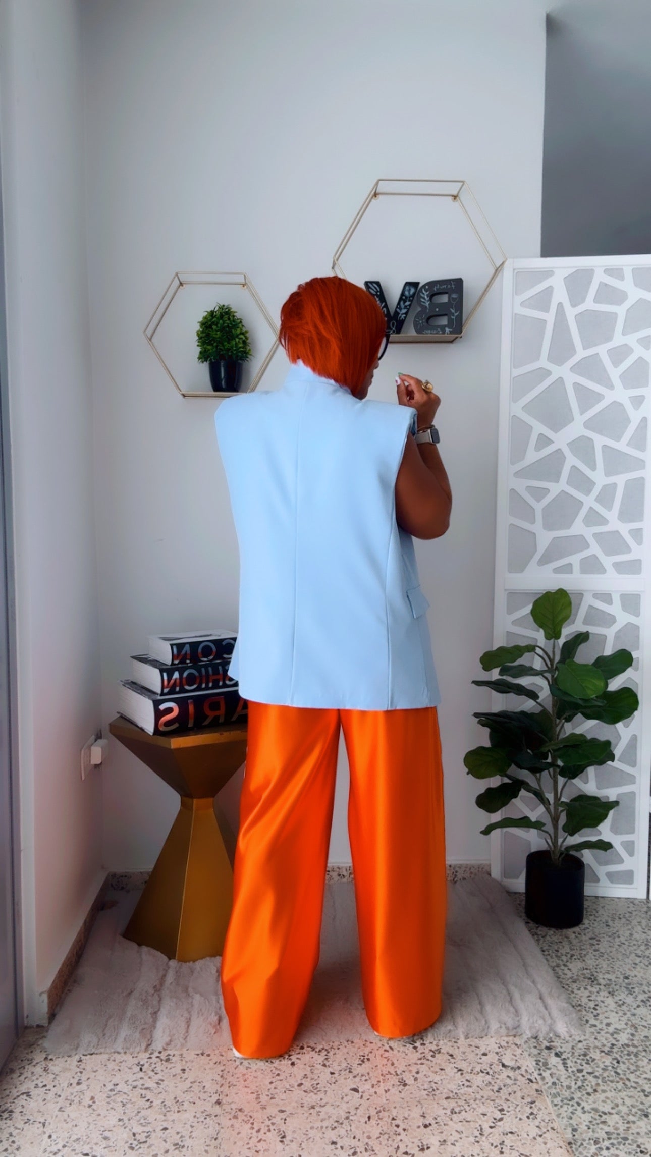 Sport Luxe Wide-Leg Vibrant Orange Pant