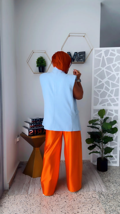 Sport Luxe Wide-Leg Vibrant Orange Pant
