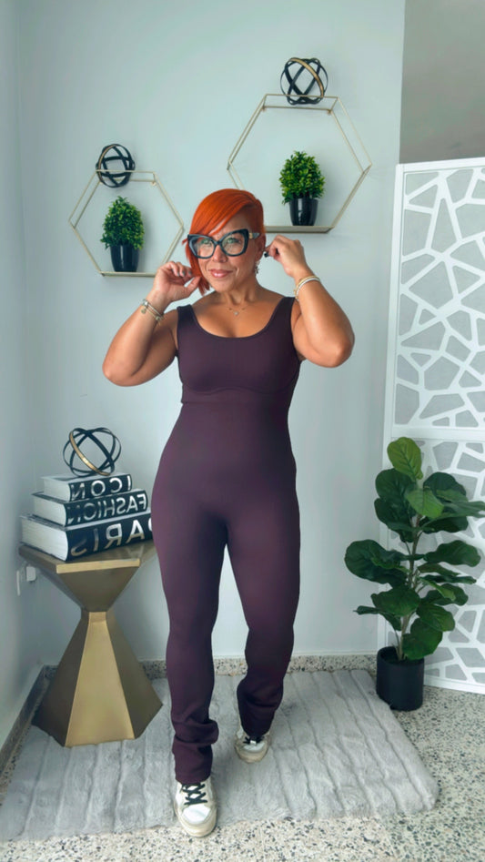 Athleisure Jumpsuit - Brown