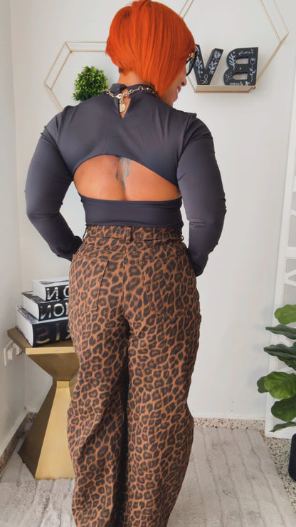 Leopard Barrel Jean