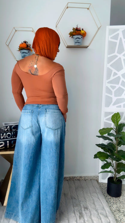 Off Shoulder Mocha Top